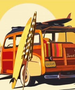 Retro Beach Wagon paint by number