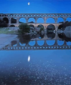 Roman Aqueduct At Night paint by number