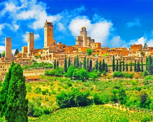 San Gimignano Landscape paint by number