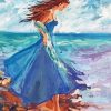 Seaside Blue Dress Woman Art paint by number