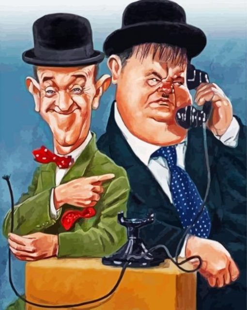 Stan And Ollie Caricature Art paint by number