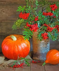 Still Life Pumpkins With Rowanberry paint by number