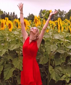 Sunflower Field With Lady paint by number