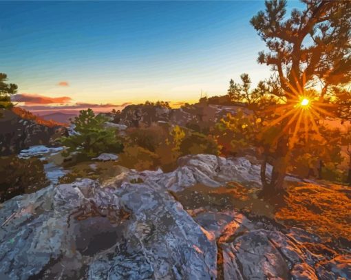 Sunrise In Linville Gorge paint by number