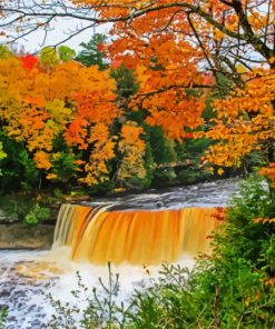 Tahquamenon Michigan Waterfall Park paint by number