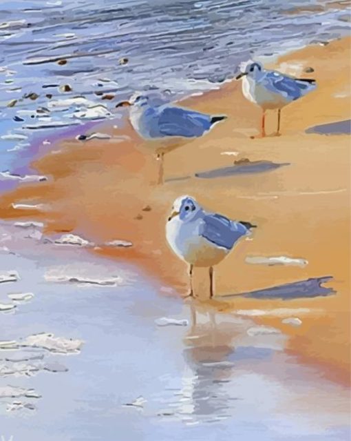 Three Ocean Sandpipers paint by number