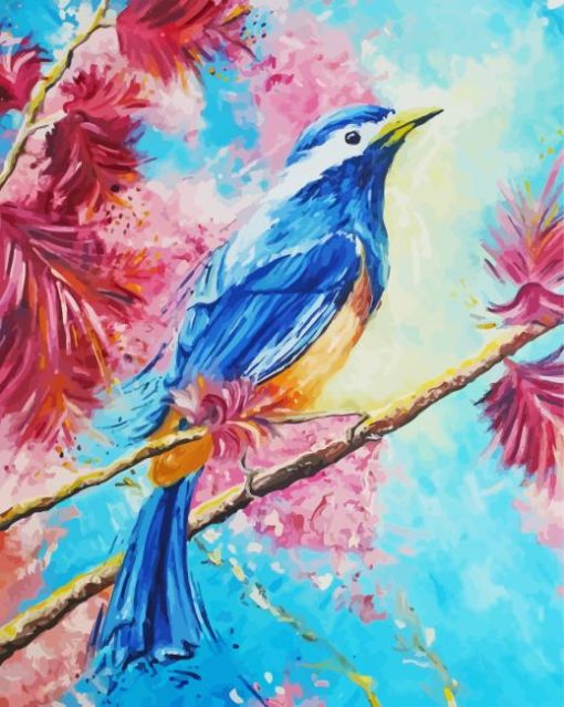 Abstract Blue Bird paint by number