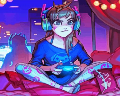 Aesthetic Gamer Girl Illustration paint by number