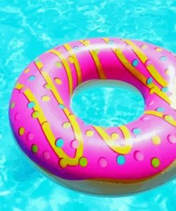 Aesthetic Pink Donut In Pool paint by number