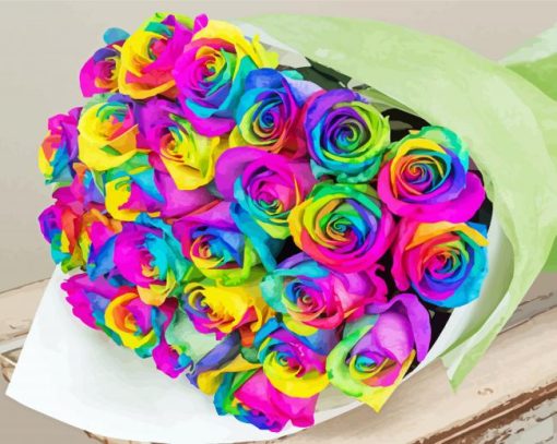 Aesthetic Rainbow Roses paint by number