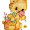 Aesthetic Teddy Bear With Flowers paint by number