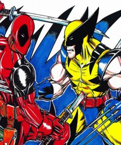 Aesthetic Wolverine Vs Deadpool Art paint by number