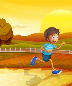 Aesthetic Cartoon Boy Running paint by number