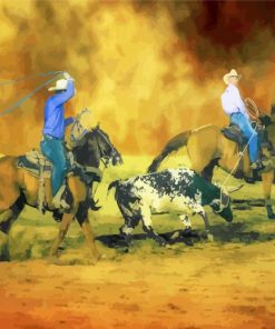 Animal Calf Roping Art paint by number