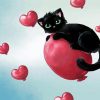 Black Cat With A Heart paint by number