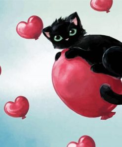 Black Cat With A Heart paint by number