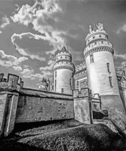 Black And White Pierrefonds Castle Building paint by number