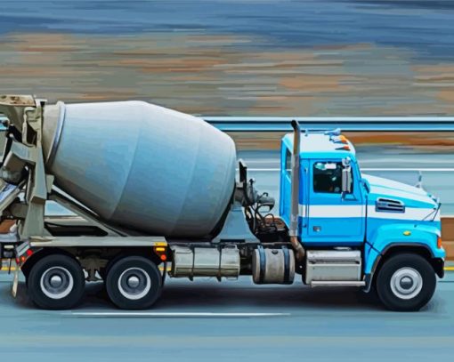 Blue Cement Truck paint by number