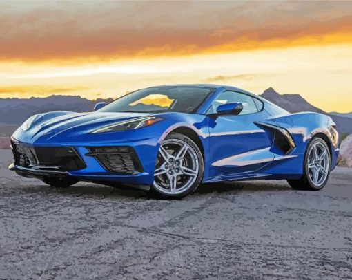 Blue Chevy Corvette Stingray paint by number