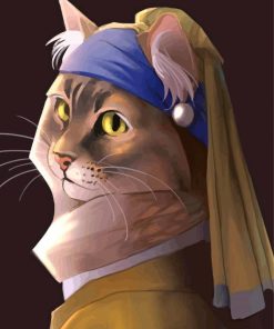 Cat Pearl Earring paint by number