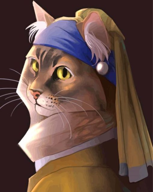 Cat Pearl Earring paint by number