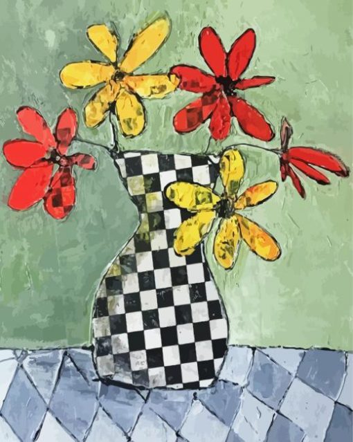 Checkered Vase paint by number