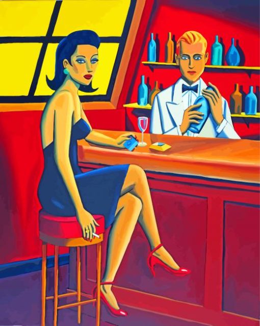 Classy Woman In A Bar paint by number