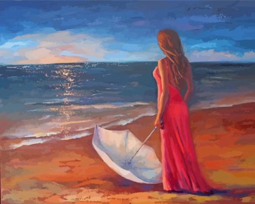 Classy Girl Looking Out To Sea Art paint by number