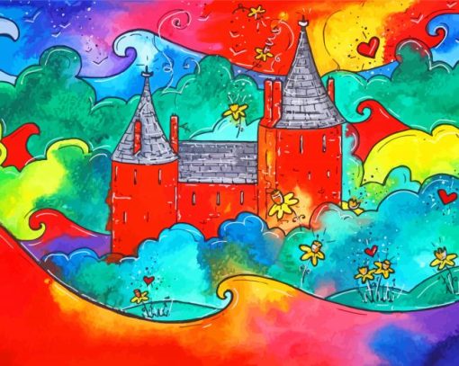 Colorful Castell Coch paint by number