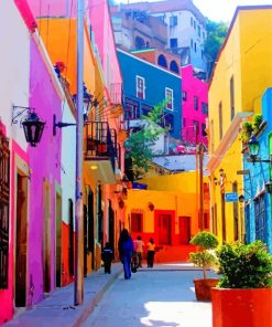 Colorful Streets In Guanajuato Mexico paint by number