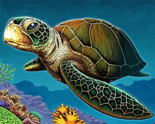 Cool Ridley Sea Turtle Art paint by number