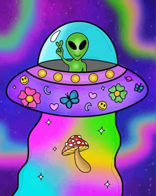 Cool Trippy Alien paint by number