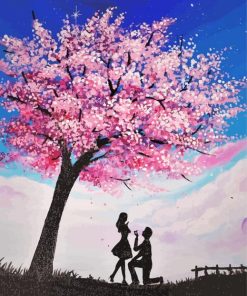 Couple Under Cherry Tree paint by number