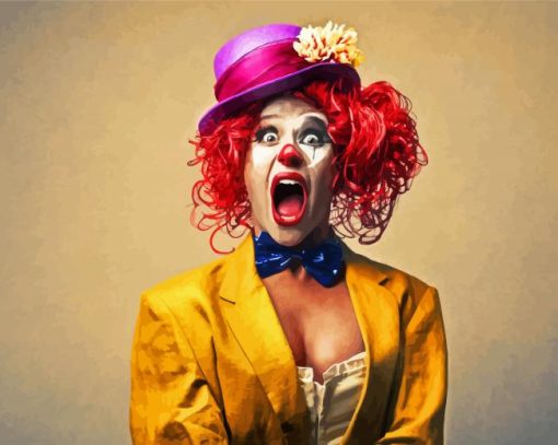 Crazy Female Clown paint by number