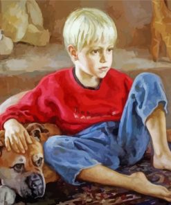 Cute Boy And Puppy paint by number