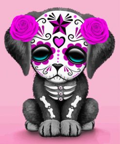 Day Of The Death Dog Sugar Skull Animal paint by number