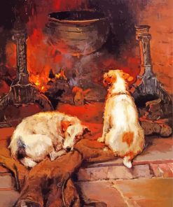 Dogs In Front Of Hearth paint by number