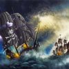 Fantasy Pirate Ships In Battle Under Rain paint by number