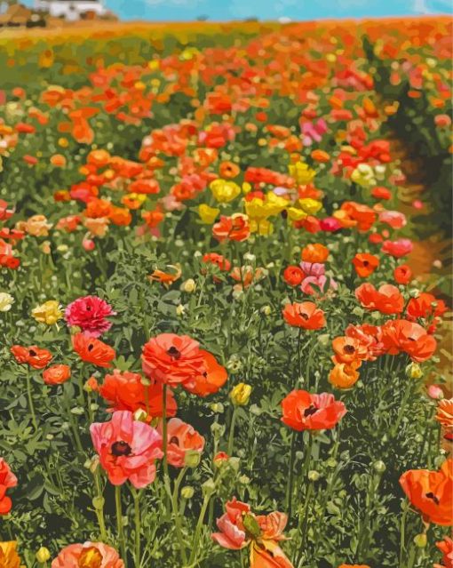 Flowers In Field paint by number