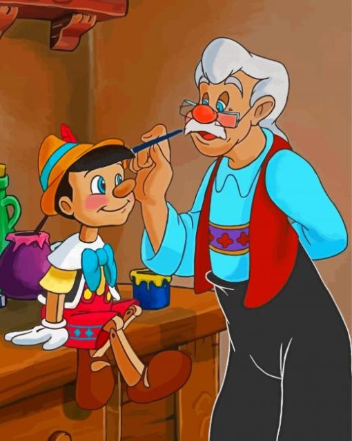 Geppetto And Pinocchio Cartoon Characters Paint by number