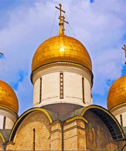 Golden Russian Onion Domes Building paint by number