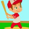 Happy Little Boy Playing Baseball paint by number