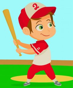 Happy Little Boy Playing Baseball paint by number