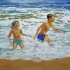 Happy Children On Beach Art paint by number