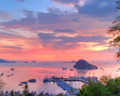 Labuan Bajo At Sunset paint by number