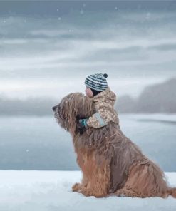 Little Boy With Briard paint by number