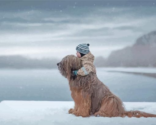 Little Boy With Briard paint by number