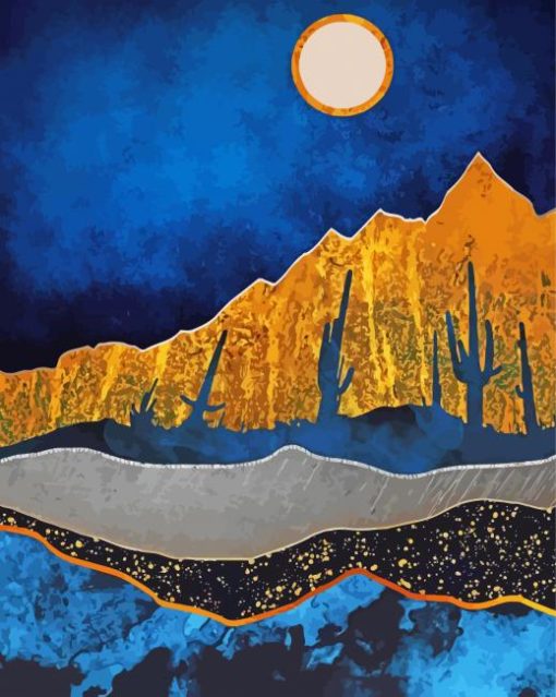 Midnight Moon Desert Art paint by number