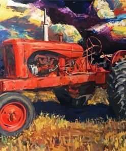 Old Red Tractor paint by number