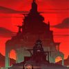 Red Castle Silhouette paint by number